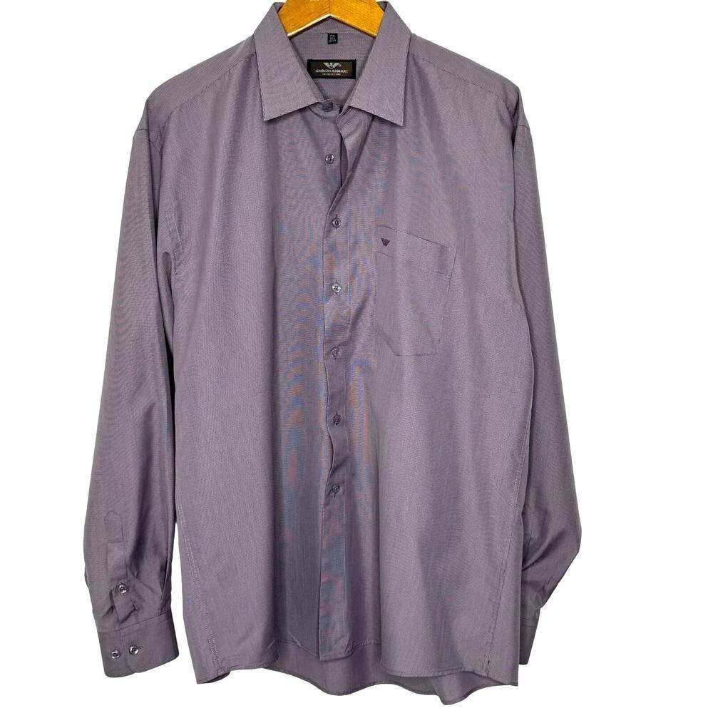 Giorgio Armani purple micro checkered shirt‎ 17 1/2 Neck